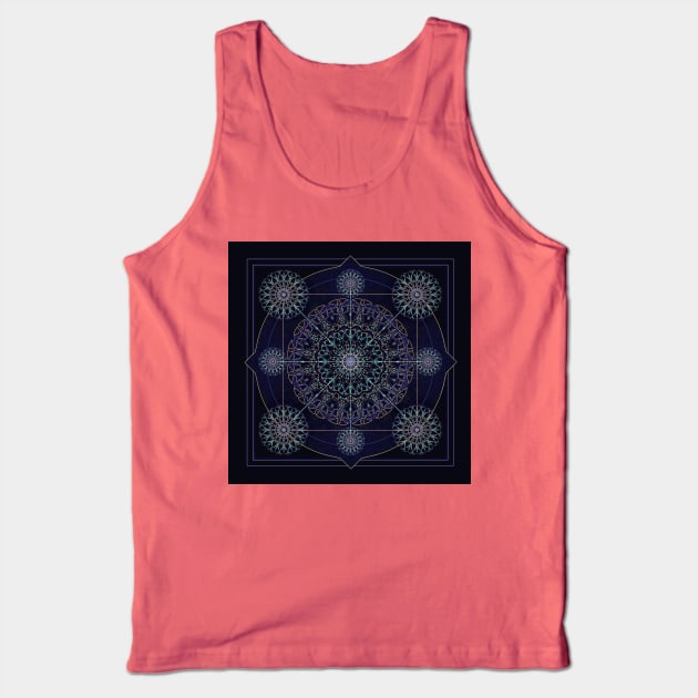 Neon Geometry in Blue Tank Top by DISmithArt